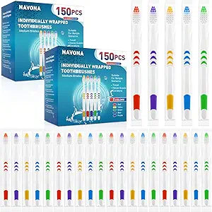 300 PCS Premium Individually Wrapped Bulk Toothbrush, Disposable Toothbrush