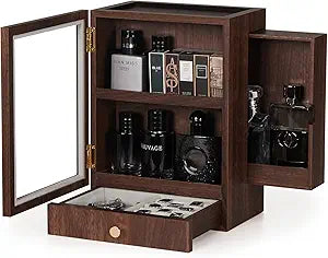 Homde Cologne Storage Organizer with Drawer - Men's Cologne Holder - Stylish Display Box for Home Bathroom