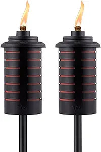 TIKI Metal Black & Orange Easy Install Outdoor Torches, 2-Pack  65-Inch Decorative TIKI Torches for Patio, Lawn, Backyard & Garden  Weather-Resistant Torch Lighting with Wick & Snuffer