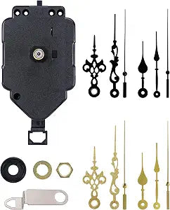 Quartz Pendulum Clock Movement Mechanism Kit with 4 Sets of Hands, DIY Replacement/Repair for Wall Clocks, Battery Powered Step Type Clock