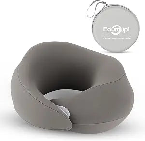 Travel Neck Pillow Airplane,Memory Foam Neck Support Pillow for Traveling,Long Flight Must Haves Neck Brace for Sleeping (Gray)