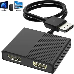 DisplayPort to HDMI DisplayPort Adapter, 4K@60Hz Display Port Splitter for Dual Monitors Extended Display,DP to DP/HDMI Splitter 1 in 2 Out, DisplayPort MST Hub for for Desktop,Laptop,Graphics Card