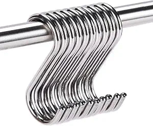 ARTOYS 20-Pack Stainless Steel S Hooks, 3 Inches, 4mm Diameter, 50lbs Load Capacity - Solid Forged, Heavy Duty Hooks for Home, Garage, RV, Outdoor, and Industrial Use