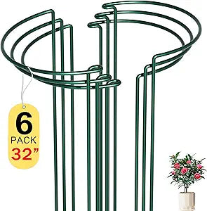 6 Pack Peony Cages and Supports, 14" (W) x 32"(H) Plant Support, Heavy-Duty Metal Plant Support Stakes, Plant Stakes for Outdoor & Indoor Plants, Perfect for Flowers and Vegetable