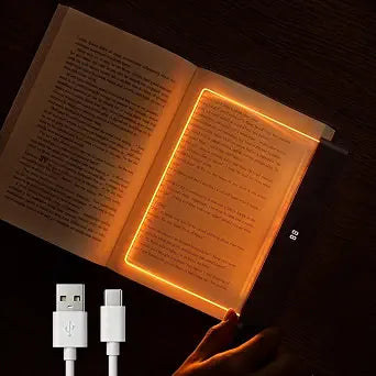 Amber Book Light, Rechargeable Blue Light Blocking LED Flat Reading Light