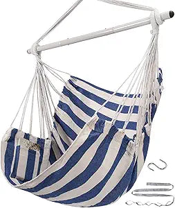 ADVOKAIR Hammock Chair Swing, Heavy-Duty Hanging Rope Swing Seat Supports 500 Lbs, Ideal for Outdoor Patio, Backyard, Porch, Deck & Indoor Bedroom Use