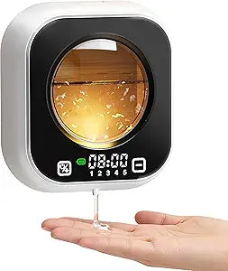 Automatic Liquid Soap Dispenser, Wall Mounted Soap Dispenser, 320ML Electric Touchless Rechargeable, Smart Display & 5Level Adjustable, No-Drill Waterproof for Bathroom, Kitchen (White)