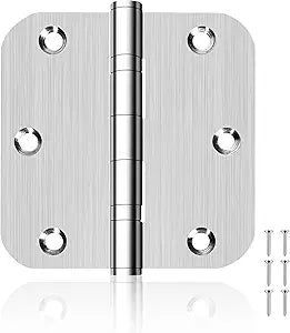 6 Pack 3.5 Inch Heavy Duty Stainless Steel Ball Bearing Door Hinges - Non-Removable Pin with 5/8" Rounded Corners for Interior & Exterior Doors (Silver)