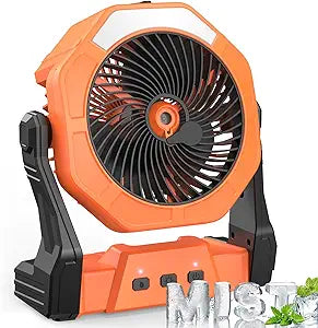 Ausic Portable Misting Fan for Outdoor Cooling, [16-65Hrs] Battery Powered Mist Fans with Water Misters & LED Lantern, 8-Inch, 250mL Tank, for Patios, Home, Outside, Camping, Outdoor&Indoor Use