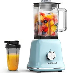 Countertop Blenders for Kitchen, Powerful Blender 25000 PRM with 58 Oz Glass Jar & To-Go Cup for Smoothies, Ice Crushing, Frozen Fruits, Milkshakes, Pulse Function, Self-Cleaning, 750 Watts