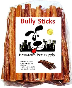 Downtown Pet Supply Bully Sticks for Dogs - Natural 6 Inch Beef Chews, Odor-Free & Rawhide-Free, Long Lasting Dog Treats for Aggressive Chewers - Healthy, Safe & Delicious Chews Dogs Love (18 Pack)