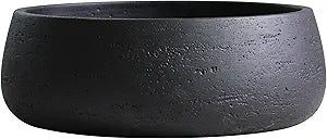 Olly & Rose Copenhagen Large Ceramic Planter Bowl Shallow Plant Pot - Matt Black Flower Pot Indoor and Outdoor Garden Dcor
