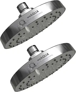 weAQUA Shower Head High Pressure 2 PACK  4.5 Inch, 5 Spray Modes, 72 Anti-Clog Nozzles, Easy 1-Min Installation, Fixed Shower Heads for Powerful Bathroom Upgrade (STD-SHWR-HD02)