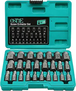 25Pcs Bolt Extractor Kit, Screw Extractor Set Hex Head, Multi-Spline Easy Out Bolt Extractor Tool, Removes Broken Stripped Screws Bolts, Cr-Mo