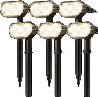 Ensenior Solar Spotlights Outdoor, 56 LEDs Brightness Adjustable 3000K LED Solar Garden Lights, Halloween Christmas Landscape Lighting for Flag/Yard/Pathway, IP65 Waterproof - 6 Pack