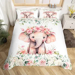 Feelyou Cute Elephant Duvet Cover Twin Size Boys Girls Teens
