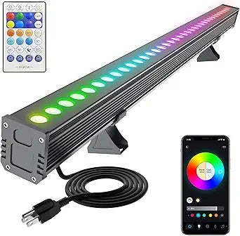 Smart Wall Washer Light Dimmable APP Control, 180W RGBCW Color Changing Linear LED Light Bar with RF Remote Control, Group Function, Timing, Perfect for Outdoor & Indoor Lighting Projects