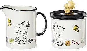 Lenox Home And Kitchen, Chef Snoopy Sugar & Creamer, 2-Piece Set, Porcelain Material, Sugar And Creamer Set, Dishwasher Safe, Chef Snoopy Design, Kitchen Tabletop Decor & Accessories (White, 2 Pieces)