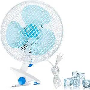TeqHome Clip on Fan, 9" Small Portable Desk Fan with Cord Powered 2 Speeds