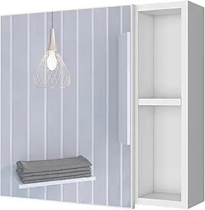 Tuhome Oman Medicine Cabinet with Mirrored Single Door, Three Interior Shelves, Dual External Display Shelves and Spacious Top Surface for Organized Bathroom Storage, Modern Wall-Mounted Convenience