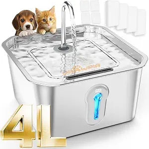 4L Large Cat Water Fountain for Multiple Cats with 4 Filters Pet Water Fountain for Cats Quiet Indoor Pets Dog Small Animal Automatic Dog Water Dispenser for Drinking Watering Supplies