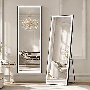 Kosmonia 5618 LED Full Length Mirror with Lights - Wall Mounted Vertical Vanity Mirror for Bedroom & Bathroom, Full Body Backlit, Adjustable Brightness, Tempered Glass