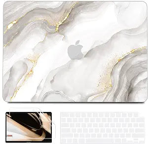 B BELK for MacBook Air 13 inch Case M1 2021 2020 2019 2018, White Marble