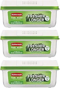 Rubbermaid FreshWorks Produce Saver, Large Storage Containers With Lids, Pack of 3, 6-Piece Set
