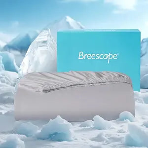 Breescape King Fitted Sheet Only, Cooling Fitted Sheet for for Hot Sleepers and Night Sweats, Q-Max>0.46 Tech, Deep Pocket Up to 18", 360Elastic Band- Fitted Sheet with Double Side Pockets, Gray