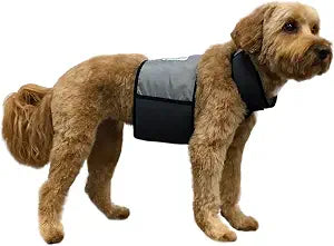 CoolerDog Dog Cooling Vest & Cooling Collar  Ice Vest for Hot Weather Heat Relief, Re-Freezable Pure Water Inserts (Medium 2227 Girth)
