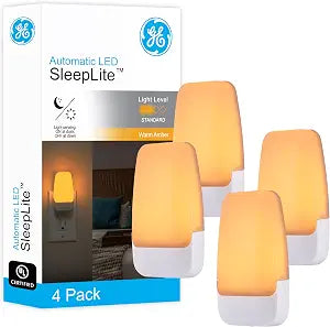 GE SleepLite Plug in Night Light with Dusk to Dawn Sensor, 4 Pack