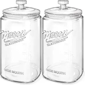 [NEW] Cookie Jars with Lids Airtight, 1.5 Gallon Large Glass Jar with Lid & Scale Mark, Heavy Duty Glass Canisters for Kitchen Counter, Pantry, Wide Mouth Mason Jar for Sugar, Dog Treat-2 PCS