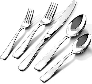 Silverware Set for 8, 40 Piece Heavy 18/10 Stainless Steel Flatware Utensils Cutlery Set, Mirror Polished knives Forks and Spoons Silverware Sets,Dishwasher Safe for Dinner Home Kitchen,Wedding Party