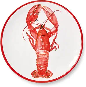 Beach House Lobster 11-Inch Melamine Dinner Plates  Set of 6, Vibrant Nautical Design, Durable, Lightweight & Dishwasher-Safe