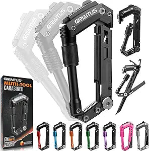 Carabiner Multitool 8-in-1 EDC Carabiners Pocket Knife for Camping, Black