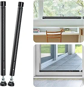 Sliding Door Security Bar, 2 Pack 18"-50" Adjustable Window Security Bars with Rubber Tips, Heavy Duty Door Jammer, Window Bars Security Inside, Window Lock Bar for Home Apartment Travel Patio (Black)