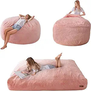 MAXYOYO Giant Bean Bag Chair Bed, Convertible Beanbag Folds from Lazy Chair to Floor Couch Bed, Big Sofa Bed, High-Density Foam Filling, Machine Washable