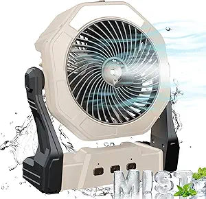 Ausic Portable Misting fan, 8-Inch Cooling Mist Fans, [8-35Hrs] USB Rechargeable Battery Powered Fan with Mister, 250mL Water Tank & LED Lantern, for Home Desk, Bedroom, Office, Outdoor&Indoor Use