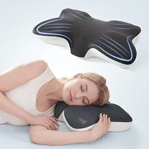 SLEEP ZONE Butterfly Memory Foam Pillow, 3D Massage Cervical Neck Support | Ergonomic contour design with cooling cover. Orthopedic support for side sleepers. Relieves shoulder and neck pain.