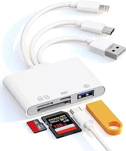Flash Drive Adapter for iPhone/Pad/Mac/PC, 4-in-1 Reader with SD/TF/USB-A/C
