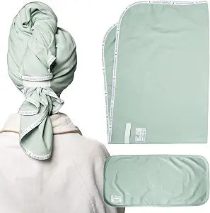 Curlfriend Collective Cotton Cloud T-Shirt Hair Towel Duo, Sage The Day