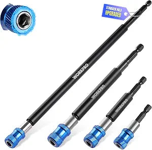 WORKPRO 4-Piece Drill Bit Extension Set, 2-3/8", 4", 6", 12"