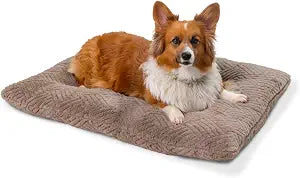 Best Friends by Sheri Comfy Crate Sleeper Mat  Plush Low-Pile Dog Bed, 36" x 24", Large & XL Crates, Up to 70 lb Dogs, Machine Washable, Cross Section Pattern, Mushroom