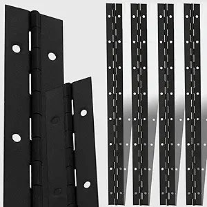 12PCS 16Inch Black Continuous & Piano Hinges, 1.2'' Open Width Heavy Duty Piano Hinge with Holes, 304 Stainless Steel 0.04'' Folding Hinges for Storage Boxes Cabinets Door Piano