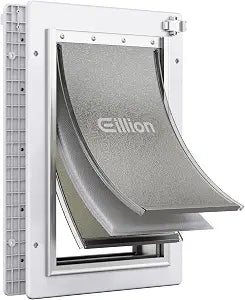 Medium Dog Door for Door, Pet Doggy Door with Rust-Proof Plastic Frame, 3 Magnetic Flaps, Metal Telescoping Tunnel, Doggie Door for Interior and Exterior Doors, Pets Up to 40 lb (M)