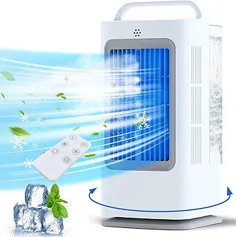 Portable Air Conditioners, 1700ml Evaporative Air Cooler with Remote, 120┬░ Oscillating Mini Air Conditioner Portable with 3 Speeds & 1-7H Timer, Portable AC Unit for Bedroom Room Office Desk