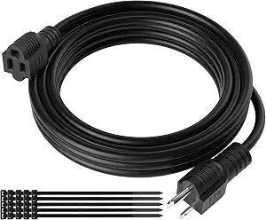 Extension Cord 4 FT, 3 Prong Extension Power Cord, 16/3 Gauge Flexible Cold, 13A 1625W 16AWG, 3 Prong Electric Cord, ETL, Black Cable with 25 Cable Ties
