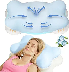Sleep Apnea Pillow, Ergo Pillow for Sleep Apnea, Extended Cervical Neck Pillow for Pain Relief, Orthopedic Memory for Neck Support, Cooling & Adjustable for Back, Stomach and Side Sleepers