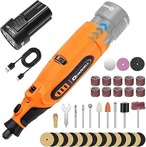 HARDELL Upgrade 12V Cordless Rotary Tool Kit with 43 Accessories, 6-Speed (10000-25000RPM), 1500mAh Removable Battery, Long Runtime for Sanding, Polishing