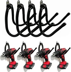 AUXPhome Power Tool Organizer - Wall Mount Garage Storage Rack, Hanger Hooks for Drills, Cables, Accessories & Tool Box - Holds 4 Drills